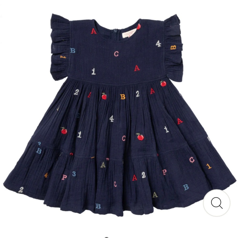 PINK CHICKEN - GIRLS KIT DRESS - ALPHABET EMBROIDERY- LIKE NEW!